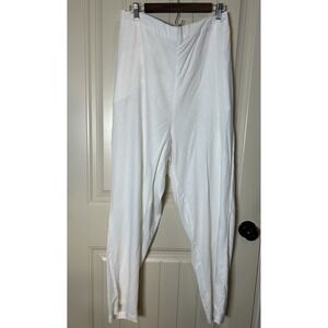 Woman Within Linen Blend Pants 18W White Elastic Waist Resort Beachy Vacation